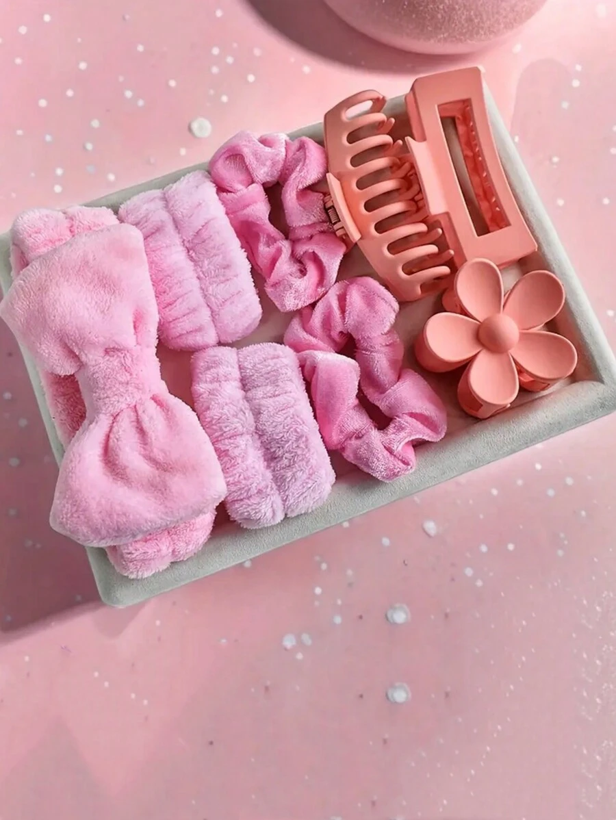 1 Bộ Băng đô Spa và Vòng đeo tay, Băng đô chăm sóc da để rửa mặt, Kẹp tóc cho tóc dày, Bong bóng trang điểm dạng bọt biển dễ thương, Băng đô nơ, Kẹp giữ vòng nhung lớn dạng mờ, Dòng sản phẩm Hồng/Xanh/Đen, Bộ dụng cụ tạo kiểu, Quà tặng cho bé gái, Sinh nhật, Giáng sinh, Tiệc tùng - Màu tím - Xem 1