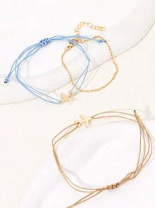 3pcs Fashion Hand-Woven Airplane Decor Couple Bracelets, Perfect For Daily Wear, Date, Vacation And Parties - Multicolor - View 5