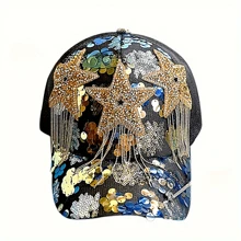 1 grote, nieuwe, veelkleurige, vijfhoekige stervormige kwast
met kristallen strass-steentjes voor hittereparatie, decoratief strijkijzer
voor kleding, schoenen en hoeden, en DIY-patroonaccessoires voor bagage