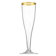 100 Pack Gold Plastic Champagne Flutes, 5 Oz Clear Plastic Toasting Glasses Fancy Disposable Wedding Party Cocktail Cups With Gold Rim, Festival, Party, For Christmas Party - Gold - View 2