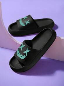 XX Unisex Fashionable Casual Contrast Letter Print EVA Lightweight & Breathable House Slippers, Suitable For Indoor & Outdoor, Beach, Hiking, Daily Wear