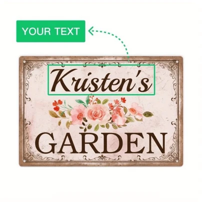 1pc [Customizable] Personalized Metal Tin Sign, Kristen's Garden, Personalized Plaque, Antique Board, Wall Decoration For Home Backyard Garden, Gift For Friends, 8*12in,Multi-Functional, Anti-Mold,Ornamental,Reusable,Exquisite,Stylish,High-Quality,Colorful,Modern,Custom,Personalized,Unique,Ideal Gifts For Him,Ideal Gifts For Her,Slow Summer Living,Outdoor Living Inspo
