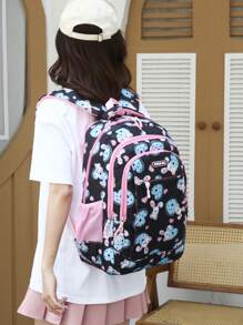 Nueva mochila con diseño de caricaturas coreanas, mochila de moda multifuncional para mujer, ideal para la calle - Negro - Ver 1