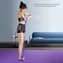 腳踏阻力帶協助仰臥起坐健身器材，男女減肥緊身腰部和腹肌彈性繩，家用設備 - 紫色 - 查看 4