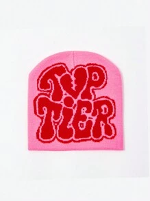 1頂心形提花針織帽，男女適用情侶冬季保暖帽，由聚酯纖維製成，時尚針織帽 - A - 查看 14