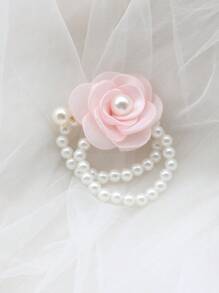 1 Stück elegante violett & rosa koreanische Stil elastische Braut Handgelenk Corsage, Hochzeit & Party Dekoration Halloween Valentinstag