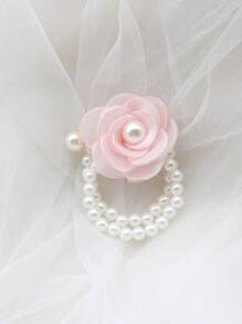 1 Stück elegante violett & rosa koreanische Stil elastische Braut Handgelenk Corsage, Hochzeit & Party Dekoration Halloween Valentinstag