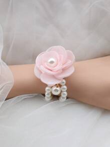 1 Stück elegante violett & rosa koreanische Stil elastische Braut Handgelenk Corsage, Hochzeit & Party Dekoration Halloween Valentinstag