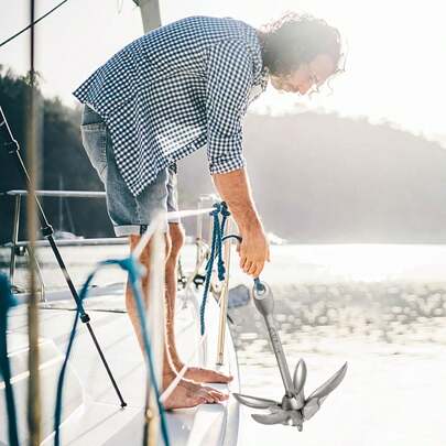 LILIIN Boat Anchor, 0.7KG/1.5KG, Galvanized Anchor, Folding Anchor, Folding Anchor, Anchor Set With Carabiner, 10 Meter Anchor Line, Anchor Buoy And Transport Bag, Folding Anchor For Boat, SUP