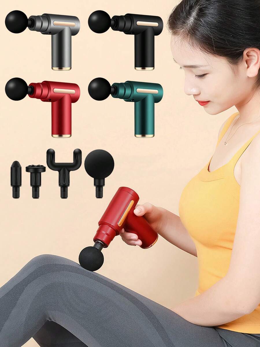 1pc Portable Professional Massage Gun, Mini Muscle Fascia Gun, Rechargeable Office Percussive Therapy Massager For Relaxation - Multicolor - View 1