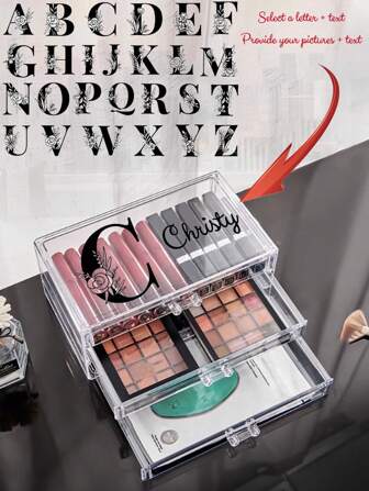 1 pieza Caja de almacenamiento de cosméticos personalizada de lujo, de alta capacidad y a prueba de polvo, ideal para guardar lápices labiales, máscaras faciales, productos para el cuidado de la piel, etc. Perfecta como regalo de cumpleaños o de festival.