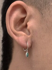 kuuioe 2 Pièces Boucles D'oreilles De Bijoux Punk Vintage Pour Hommes À Porter Au Quotidien, Décor De Zircone Cubique Bleue