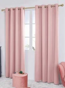 2 Panels Blackout Curtains, Thermal Insulated, Noise Reducing, Grommet Top Window Drapes For Bedroom, Living Room, Nursery, Machine Washable - 珊瑚粉 - 查看 4