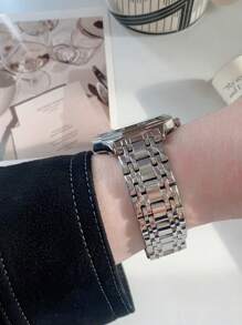 1 pièce Montre étanche pour hommes en acier inoxydable, cadran noir non fading avec chiffres arabes, Montre-bracelet à quartz décontractée/ professionnelle/ réunion/ travail