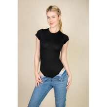 Crew Neck Bodysuit With Short Sleeves