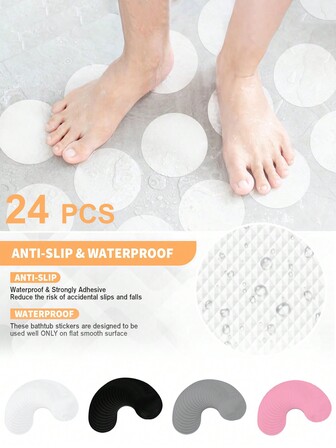 24 PCS Bathroom Slip Shower Bathtub Non-Slip Stickers, Bathroom Tubs Showers Treads Adhesive Decals Scraper For Bath Tub, Shower Floor, Stairs, Ladders Bathroom Accessories Back To School