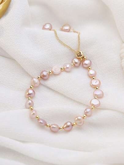 1 pieza Brazalete asimétrico de plástico con perlas falsas, diseño único, de alta gama, versátil, adecuado para amigos (material de plástico ligero CCB)