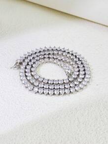 1pc Fashionable And Splendid Three-Pronged Classic Cubic Zirconia Men's Necklace