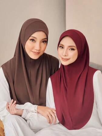 1 件纯色多色女士新款头巾，百搭弹力披肩，中东筒帽配饰