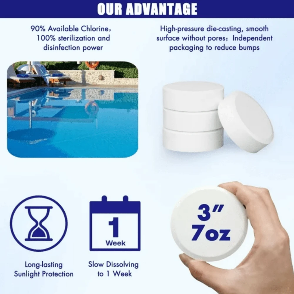 3 Inch Stabilized Chlorine Tablets,Long Lasting Chlorinating Tablets