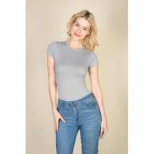 Crew Neck Bodysuit With Short Sleeves