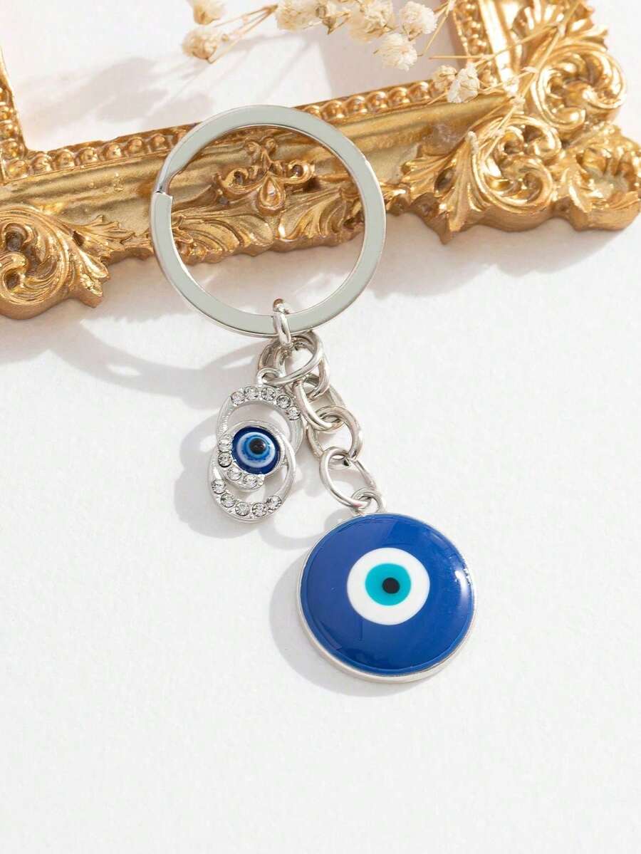 1pc Turkish Evil Eye Personalized Keychain Pendant - Multicolor - View 1