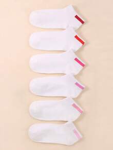 20 paires de chaussettes courtes blanches pour femmes avec talons colorés - Multicolore - Voir 4