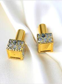 1PC,10ML Square Geometry Pattern Spray Perfume Dispenser Bottle Electroplated Gold Mini Travel Portable Empty Bottle - Multicolor - View 1