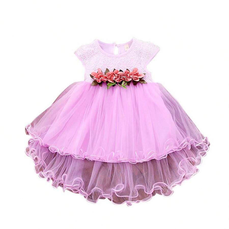 Vestido Infantil Festa Batizado Bebe Casamento Aniversário - Roxo - Visão 1
