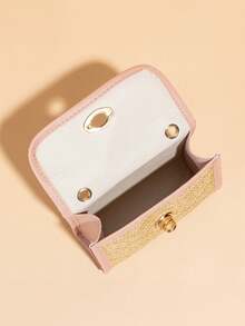 新品多功能女士編織迷你肩袋，斜背袋，手提包 - 粉色 - 查看 5