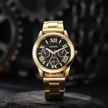 1 pieza Reloj de pulsera de cuarzo clásico de acero para hombres, de moda, para deportes y negocios, adecuado para uso diario y decoración como regalo para estudiantes que regresan a la escuela
