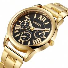 1 pieza Reloj de pulsera de cuarzo clásico de acero para hombres, de moda, para deportes y negocios, adecuado para uso diario y decoración como regalo para estudiantes que regresan a la escuela