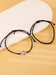 2pcs New Vintage Style Handmade Braided  Rope Anklets Turtle Shaped, Unisex Fashion Accessory For Beach Time
