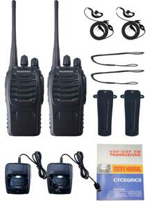 2 件户外露营便携式对讲机宝峰 BF-888S 双向无线电 16 通道对讲机无线电收发器 UHF 400-470MHz - 黑色 - 查看 6