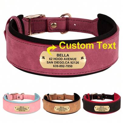 Personalisiertes Halsband aus Kunstleder für Hunde mit eingravierter Namensplatte, breites verstellbares Halsband zur Verlustprävention, Ziergegenstände, stilvoll, schlicht, farbig, süß, putzige, einzigartige Vintage-Optik, personalisiert, individuell gestaltbare Weihnachtsdekoration, personalisierte Hunde-Namens-/Erkennungsmarken, personalisierte Hundehalsband, ideale Geschenke für ihn, sie, Familie, Freunde, Haustierliebhaber, für Jubiläen, Geburtstage, Weihnachten, Einweihung, Herbst/Winter