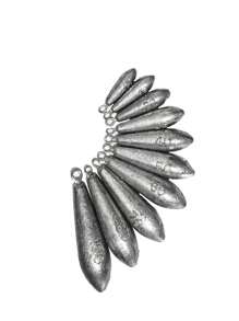 10 Stück Weidenblatt-förmige Bleifischergewichte, geeignet für Meeresfischerei, verschiedene Gewichte pro Tüte erhältlich