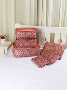 6pcs Travel Clothes Organizer Portable Zippered Storage Set For Travel, College Dormitory, Travel Storage Bag Sets, Packing Cubes Set, Travel Luggage Organizers, Suitcase Storage Bag Travel Accessories, Travel Storage Bags With Lingerie Bag Waterproof Dustproof With Zipper For Luggage, For Men And Women For Student Travel Essentials Back To School Supplies - Rust Brown - View 3