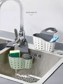 1pc Kitchen Sink Box Drainage Blue, Suitable For Faucets, Sponge Racks, Bathroom Shelves, Toiletries, Kitchen Organiser, Sinks, Perforated Hanging Baskets