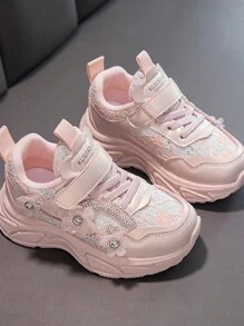 兒童休閒運動鞋，女童空心鞋，休閒網面鞋，扁平夏季兒童涼鞋 - 粉色 - 查看 4