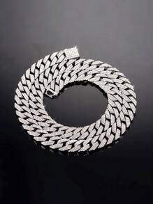 1 Miếng Để lạnh 15mm Mốt Rhinestone sáng bóng Dây chuyền Cho nam giới Hip Hop Punk Nối kết Chuỗi Đồ trang sức Vòng đeo cổ Đối với phụ nữ - Bạc - Xem 6