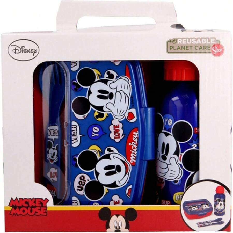 Disney |  Set Sandwich Chain ​​Bottle+Cutlery - Officially Licensed Portable Bottle - Ergonomic Design - Ideal For Daily Hydration - Resistant Material - Airtight Lid - Multicolor - View 1