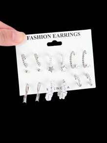 24 件仿珍珠心形耳环女士耳饰套装适合日常使用随机发货黑色或白色情人节卡片