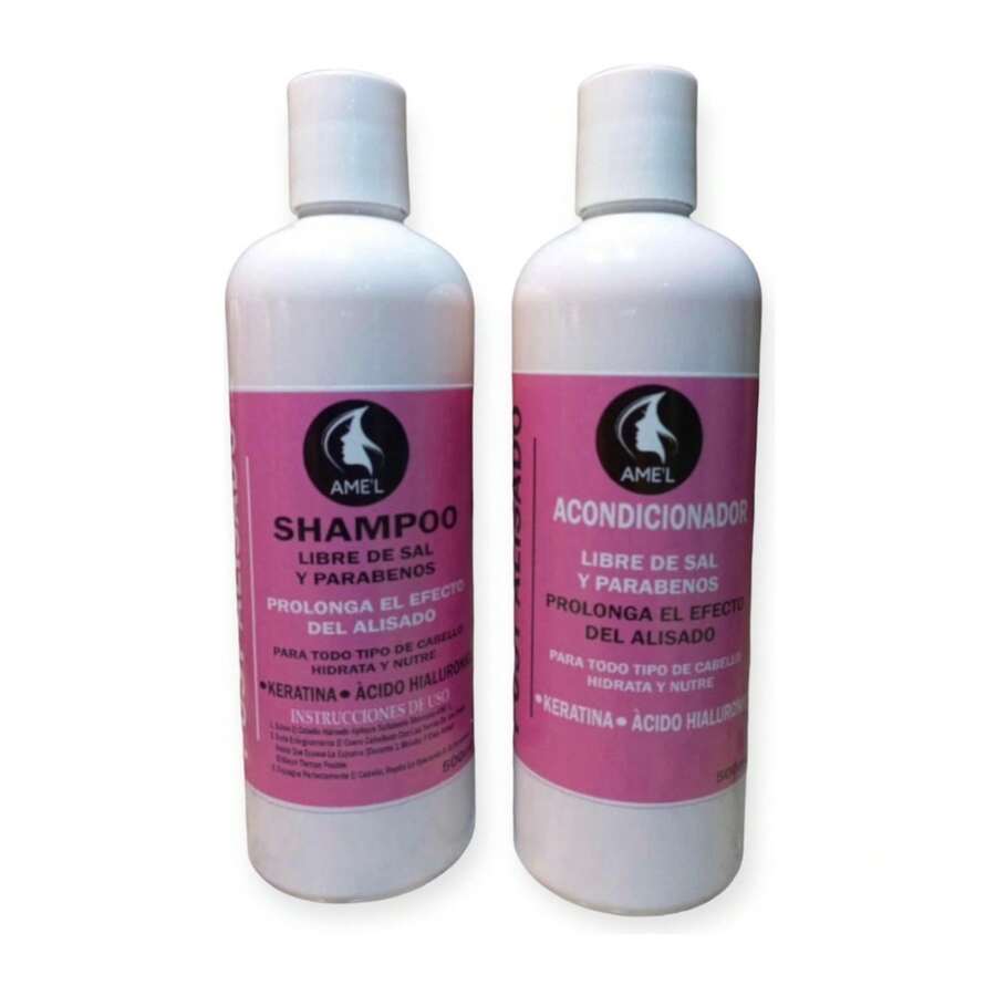 SHAMPOO Y ACONDICIONADOR. LIBRE DE SALY. POST ALISADO 500ML C/U - Rosa - Ver 1