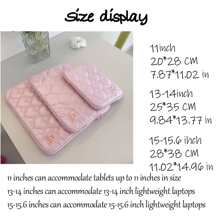 1 件甜美绣花线心和加垫多色马卡龙 15 英寸笔记本电脑包和 11 英寸 iPad 保护套，适用于三星、苹果、华硕、笔记本电脑、10.2/10.9/11/11.5 英寸平板电脑和 13/13.6/14/15.6 英寸笔记本电脑教室笔记本电脑包教室包教师储物袋教室收纳袋情人节 - 粉色 - 查看 4