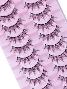 10 Pairs/Set Full Natural Long Tail False Eyelashes For Women Daily Makeup - Natural Lashes - View 3