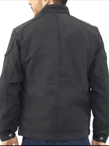 jaqueta sarja masculina plus size - Preto - Visão 2