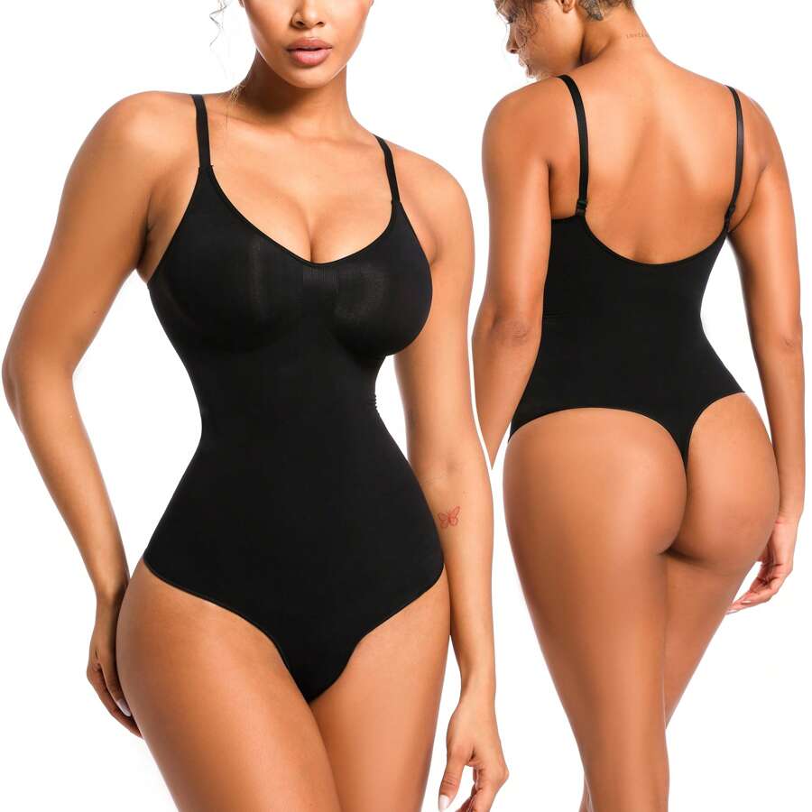 Women's Full Body Slimming Bodysuit Shapers - 丁字褲 - 黑色 - 查看 1
