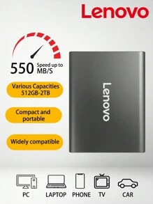 Lenovo ZX7 Solid State Drive USB3.1 High-Speed External PSSD Disk 512G/1TB/2TB Mobile Phone Computer Dual-Use Compact Portable
