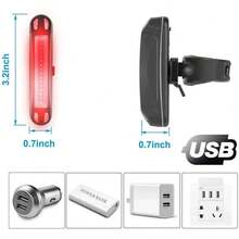 1 pieza, Luz trasera de bicicleta ultra brillante recargable por USB, lámpara LED trasera para bicicleta de carretera y MTB, fácil de instalar en cascos - Rojo y blanco - Ver 5