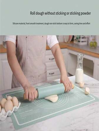 1 件粉色硅胶擀面杖，不粘表面，适用于面团和糕点